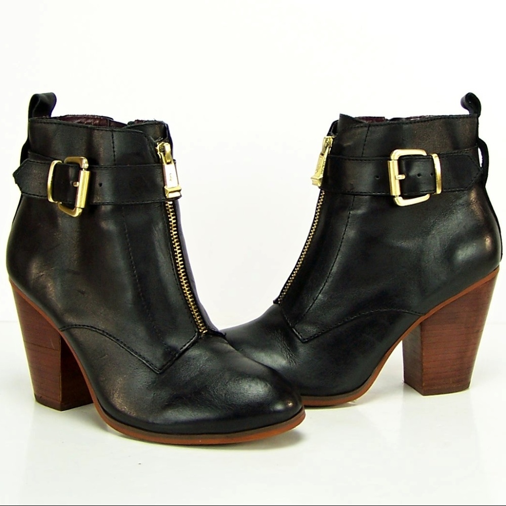Report Signature Women's  BLK Leather Ankle Boots